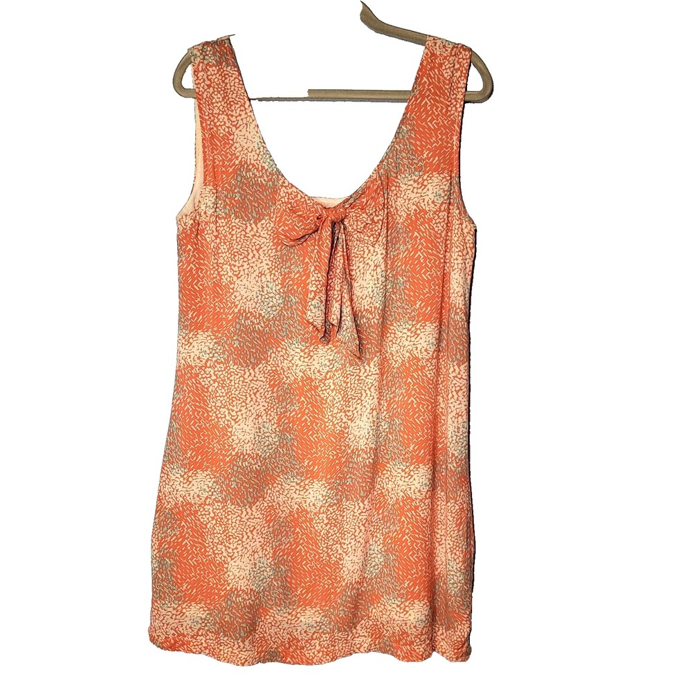 Tulle Sleeveless Bow Back Abstract Lined Shift Mini Dress Large Feminine Coastal